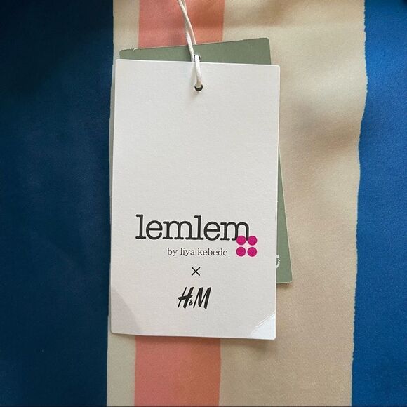 H&M X Lemlem Vertical Stripe Blue, Cream Blogger Favorite Slip Dress NWT - Picture 8 of 12